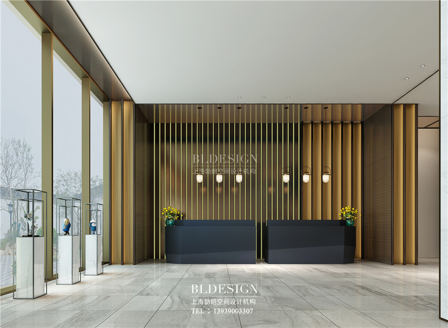 河南安陽曙光精品商務(wù)酒店大廳接待臺(tái)設(shè)計(jì)方案效果圖