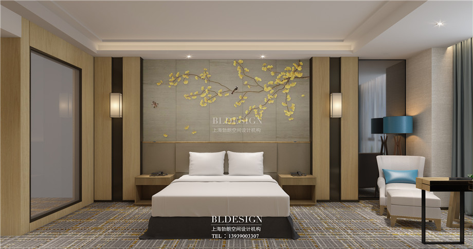 河南安陽曙光精品商務(wù)酒店大床房裝修設(shè)計(jì)方案效果圖