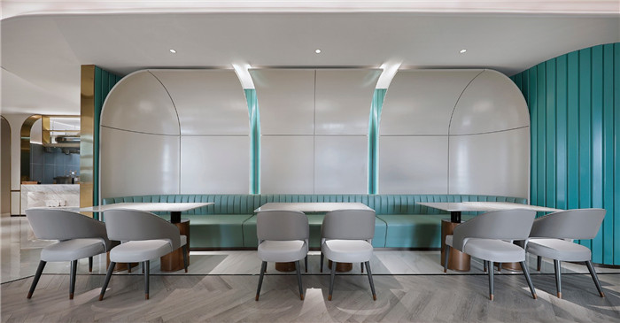 餐廳卡座區(qū)設(shè)計-以山與海為主題的酒店大堂公區(qū)&餐廳改造設(shè)計方案