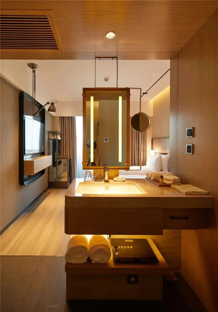 酒店客房衛(wèi)生間設(shè)計-復古與新潮混搭風武漢網(wǎng)紅精品酒店改造設(shè)計案例