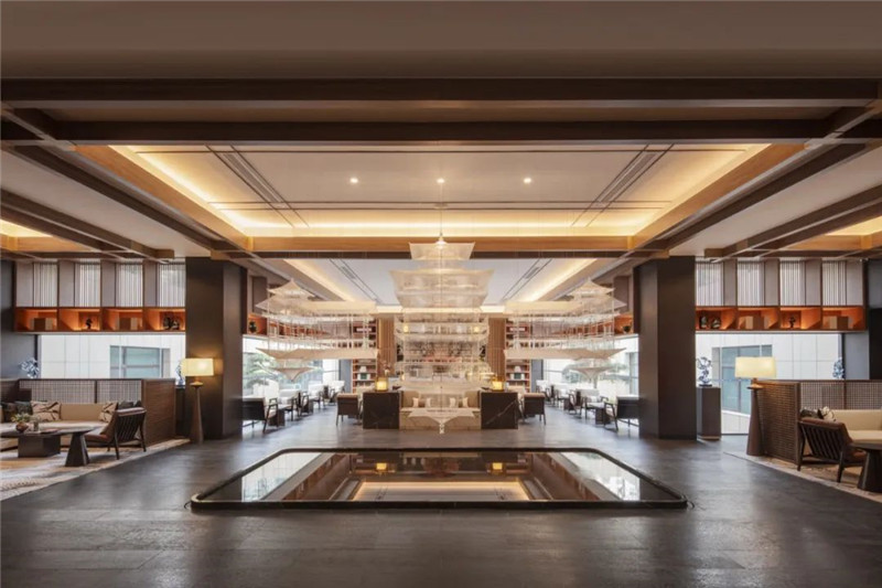 酒店大廳設(shè)計-濰坊桂水逸扉新中式五星級酒店設(shè)計案例